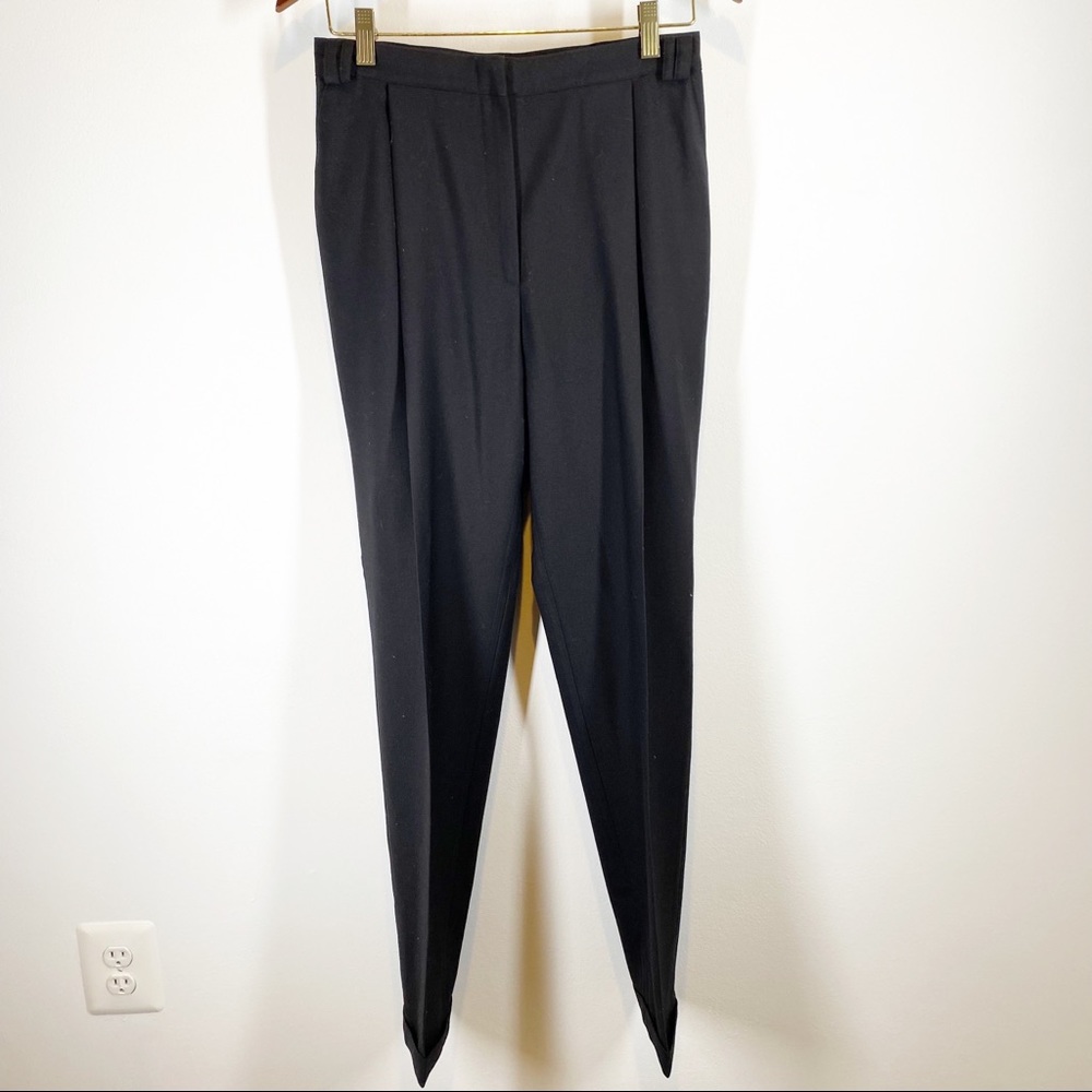 Versace Vintage Black Wool Cuffed High Rise Trouser Pants